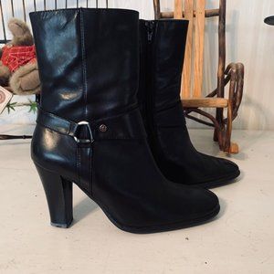 Etienne Aigner Black Yarden Stacked Heel Ankle Boot Size 7M